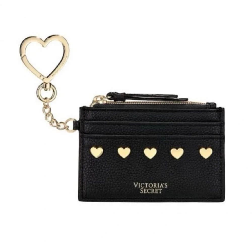 VTG Victoria’s Secret Black Heart Stud Card Case Keychain